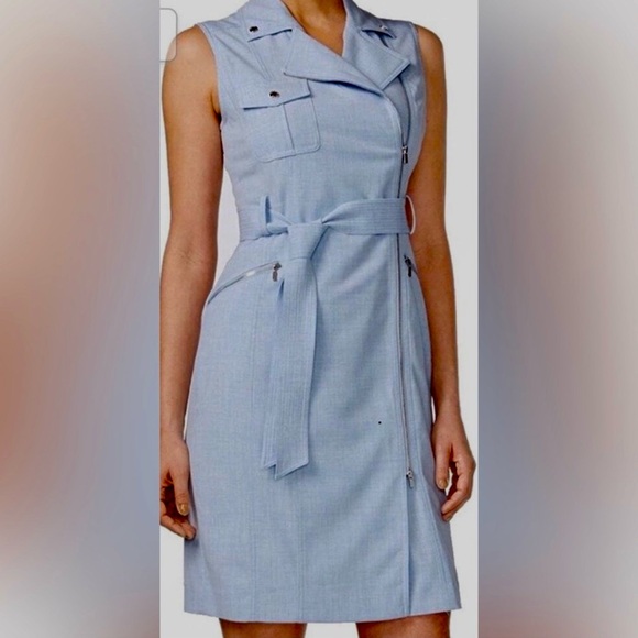 Calvin Klein Sky Blue Zipper Belted Collard
Mini Dress New, NO tags! Size 8 - Picture 1 of 5